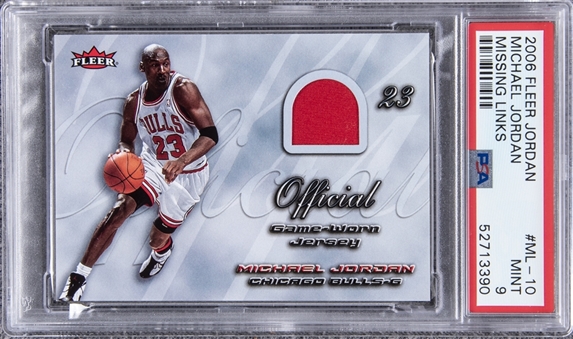 2006-07 Fleer Jordan Missing Links #ML-10 Michael Jordan Patch Card - PSA MINT 9